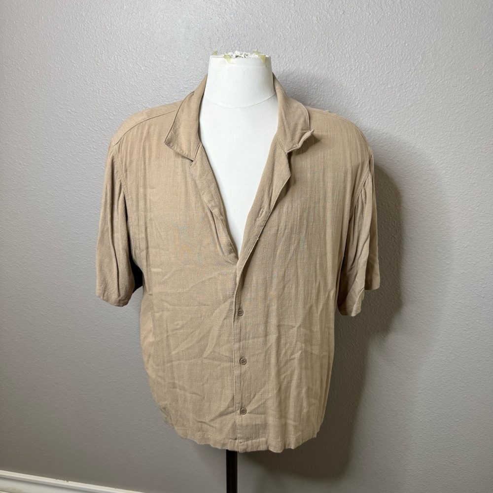 Fashion Nova Tan Casual Button Down Shirt